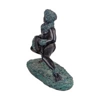 Vintage Polynesian Warrior Statue: Faux Bronze Hula Dancer Figure