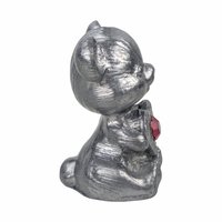 Vintage Pewter Bear Figurine: Miniature Bear Holding Red Crystal Heart Collectible