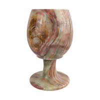 Vintage 1970s Carved Onyx Goblets: Set of 2 Banded Stone Chalices