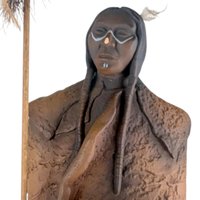 Vintage Warrior Figure with Spear: JH Boone Co. Terracotta Statue