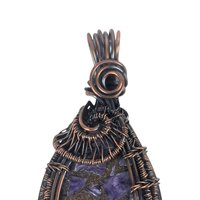 Copper Wire Wrapped Charoite Pendant: Crushed Purple Gemstone, Artisan Boho Jewelry