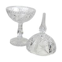 Vintage Cut Crystal Pedestal Candy Dish: Large Lidded Apothecary Jar