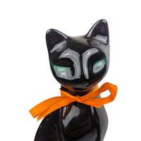 Vintage 1980s Black Cat Figurines: Set of 2 Ceramic Halloween Decor