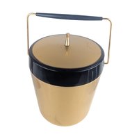 Vintage Gold and Black Ice Bucket: Mid Century Modern Barware, Plastic Cooler