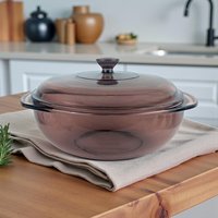 Vintage Pyrex 2 Quart Casserole Dish: Smokey Purple Glass Bakeware with Lid