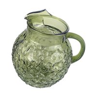 Vintage Green Glass Pitcher: Anchor Hocking Soreno, Mid Century Avocado Glass