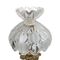 Vintage Hollywood Regency Accent Lamp: Ornate Brass, Marble Base and Glass Shade Table Light
