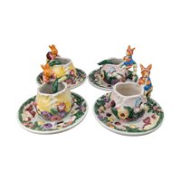 Vintage 1990s Rabbit Tea Set: Merc Asia Ceramic Bunny Teapot Service, Easter Tableware