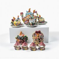 Vintage 1990s Rabbit Tea Set: Merc Asia Ceramic Bunny Teapot Service, Easter Tableware