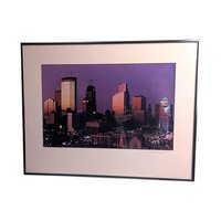 Vintage 1987 Minneapolis Print: Rick Gravrok World Series Skyline #1, Framed Minnesota Twins Art