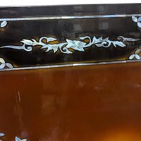 Vintage Vietnamese Mother of Pearl Panel: Torii Gate Lacquerware Wall Art