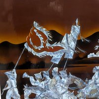 Vintage Vietnamese Mother of Pearl Panel: Imperial Procession Lacquerware Wall Art