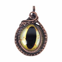 Copper Wire Wrapped Eye Pendant: Handmade Fantasy Reptile Jewelry
