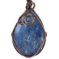 Copper Wire Wrapped Blue Quartz Pendant: Handmade Teardrop Gemstone Jewelry