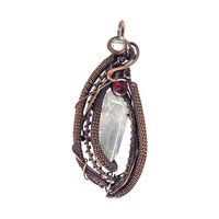 Copper Wire Wrapped Quartz Crystal Pendant: Handmade Statement Amulet