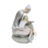 Vintage 1980s Paul Sebastian Figurine: Porcelain Pierrot and Ballerina Statue