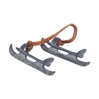 Vintage Dept 56 Shiny Skates & New Sled: Winter Silhouette Porcelain Figurine Set