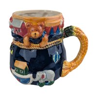 Vintage Susan Winget Christmas Mugs, Pair: Certified International Rocking Horse & Toy Mugs