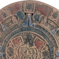 Vintage Aztec Calendar Wall Art: Terracotta Sun Stone Plaque Made in Mexico Folk Art