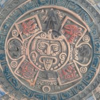 Vintage Aztec Calendar Wall Art: Terracotta Sun Stone Plaque Made in Mexico Folk Art