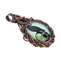 Handmade Copper Wire Wrapped Raven Pendant: Gothic Skull Crow Jewelry
