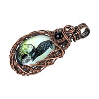 Handmade Copper Wire Wrapped Raven Pendant: Gothic Skull Crow Jewelry