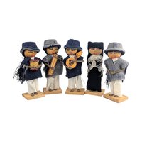 Vintage Ecuadorian Musician Set: Handmade Folk Art Wood Dolls