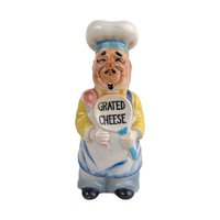 Vintage Ceramic Chef Grated Cheese Shaker: Figural Kitchen Decor