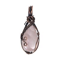 Handmade Rose Quartz Pendant: Copper Wire Wrapped Teardrop Gemstone Necklace