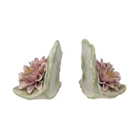 Vintage 1980s Italian Porcelain Bookends: OGG Italy Water Lily Pair