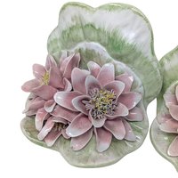 Vintage 1980s Italian Porcelain Bookends: OGG Italy Water Lily Pair