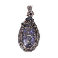 Copper Wire Wrapped Charoite Pendant: Crushed Purple Gemstone, Artisan Boho Jewelry