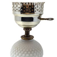 Vintage Milk Glass Hurricane Lamp: Hobnail Electric Table Light with Shade