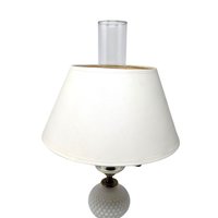 Vintage Milk Glass Hurricane Lamp: Hobnail Electric Table Light with Shade