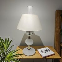 Vintage Milk Glass Hurricane Lamp: Hobnail Electric Table Light with Shade