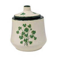 Vintage Irish Shamrock Tea Set: Pottery Teapot, Creamer, and Sugar