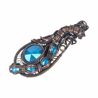Copper Wire Wrapped Pendant: Blue Rivoli Crystal Necklace, Handmade Jewelry
