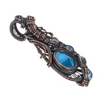Copper Wire Wrapped Pendant: Blue Rivoli Crystal Necklace, Handmade Jewelry