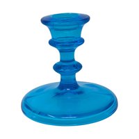 Vintage Blue Glass Candlesticks: Pair of Taper Candle Holders