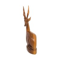 Carved Wood Gazelle Statue: Vintage Antelope Figure