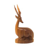 Carved Wood Gazelle Statue: Vintage Antelope Figure