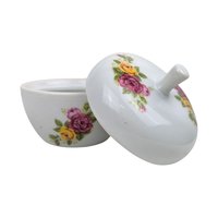 Vintage Floral Trinket Dish: Japanese Porcelain Lidded Pot