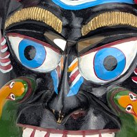 Vintage 1980s Tarascan Devil Mask: Mexican Folk Art Hand Carved Wood Diablo