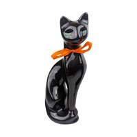 Vintage 1980s Black Cat Figurines: Set of 2 Ceramic Halloween Decor