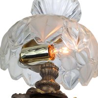 Vintage Hollywood Regency Accent Lamp: Ornate Brass, Marble Base and Glass Shade Table Light