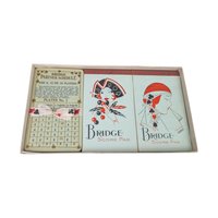 Vintage 1930s Art Deco Bridge Set: Unused Progressive Bridge Game Night Supplies