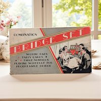 Vintage 1930s Art Deco Bridge Set: Unused Progressive Bridge Game Night Supplies