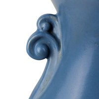 Vintage 1930s RumRill Art Pottery Vase: Red Wing Blue Urn with Scroll Handles