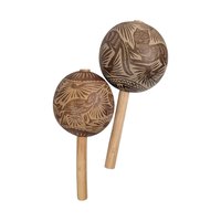 Vintage Etched Gourd Maracas: Hand Carved Owl & Bird Shakers, Mexican Folk Art Decor