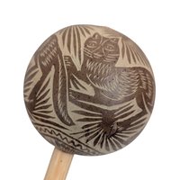 Vintage Etched Gourd Maracas: Hand Carved Owl & Bird Shakers, Mexican Folk Art Decor